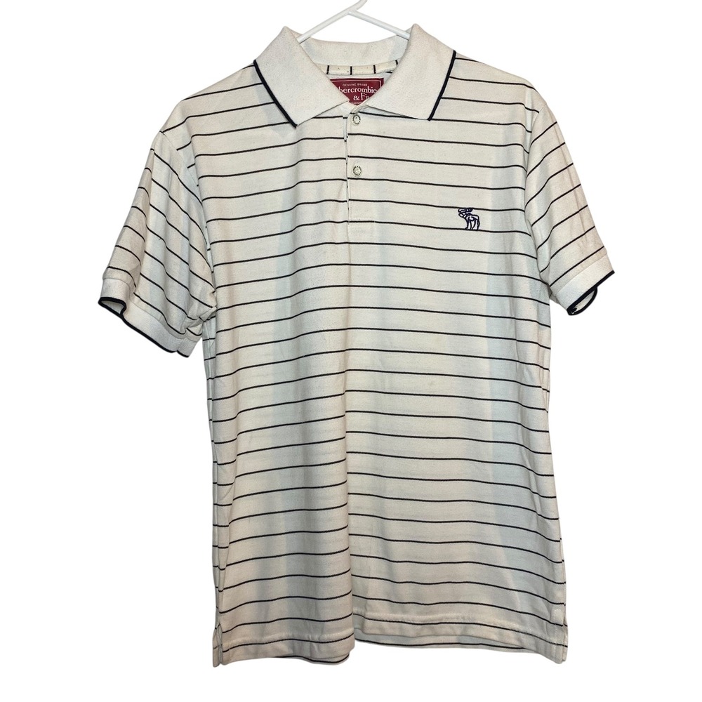 Abercrombie & Fitch Striped Polo Shirt Short Sleeve Casual Everyday L‎ Preppy